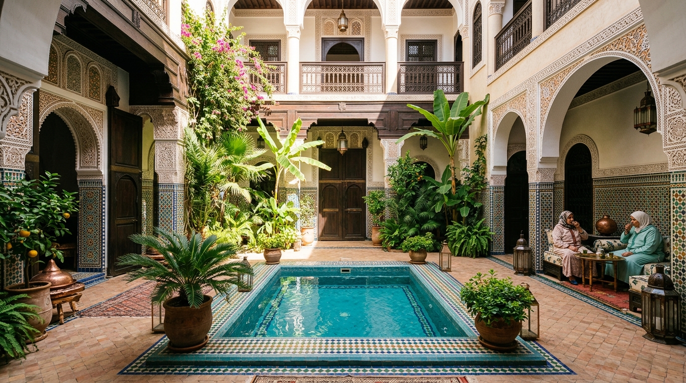 Traditional courtyard of a Riad in Marrakech